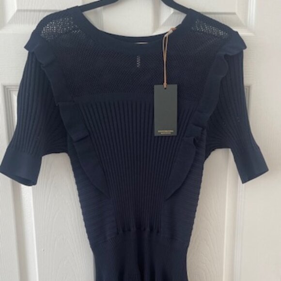 Scotch and Soda Pointelle Knit Dress Color: Night Melange Size L - Picture 7 of 11